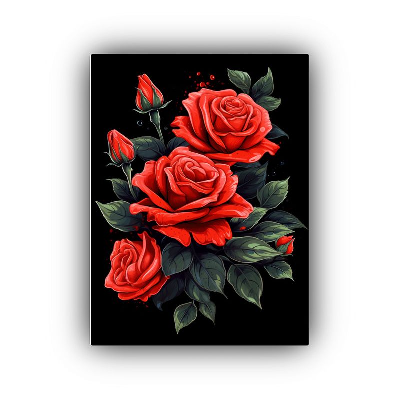 GENERICO - Pintura Abstracta De Lienzo Con Ramo De Rosas 80x120 Cm