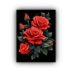GENERICO - Pintura Abstracta De Lienzo Con Ramo De Rosas 80x120 Cm