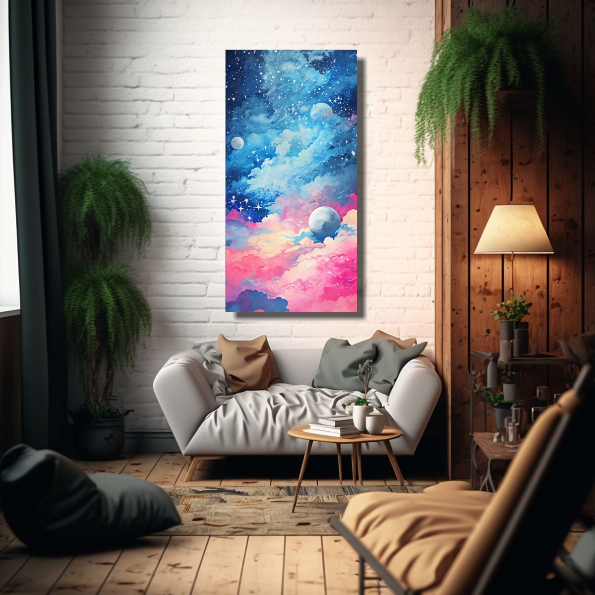 GENERICO - Cuadro Dibujo Alta Resolución En Tonos Rosas Y 40x80 Cm