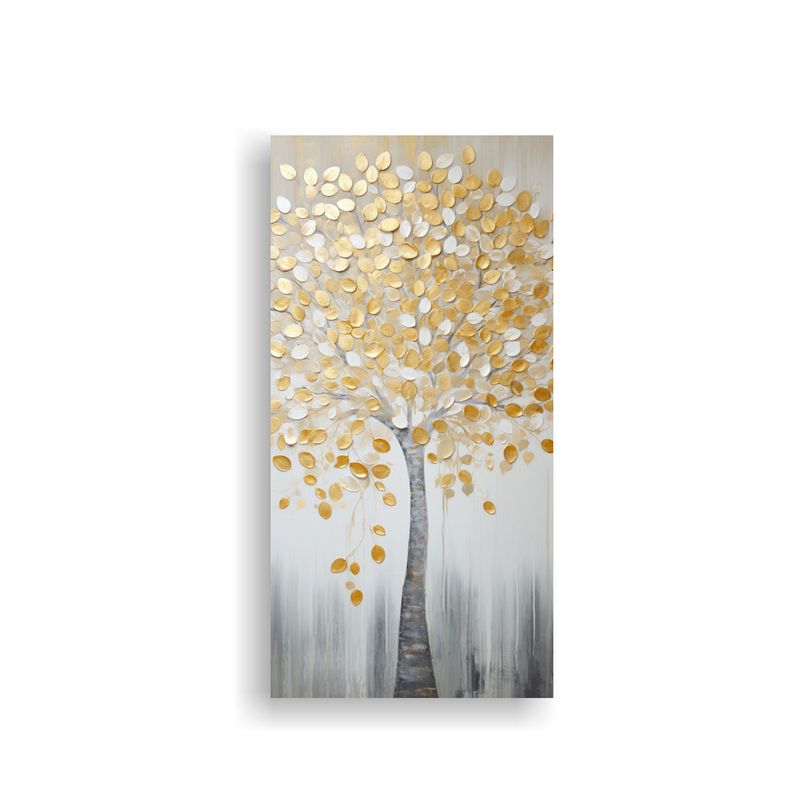 GENERICO - Lienzo árbol Blanco Y Amarillo Impacto Visual 40x80 Cm