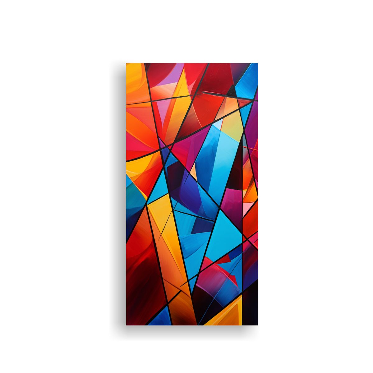 GENERICO - Pintura Abstracta Colorida Composición Dinámica 20x40 Cm