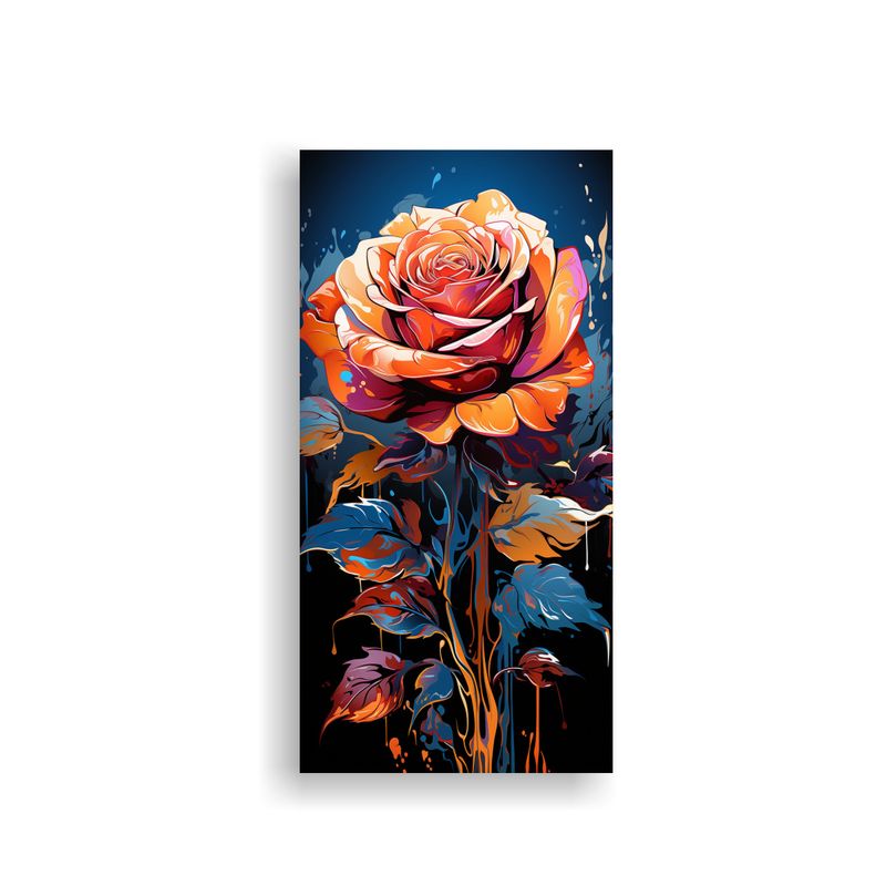 GENERICO - Cuadro Rosa Armonía Colores Diseño Graffiti 60x120 Cm
