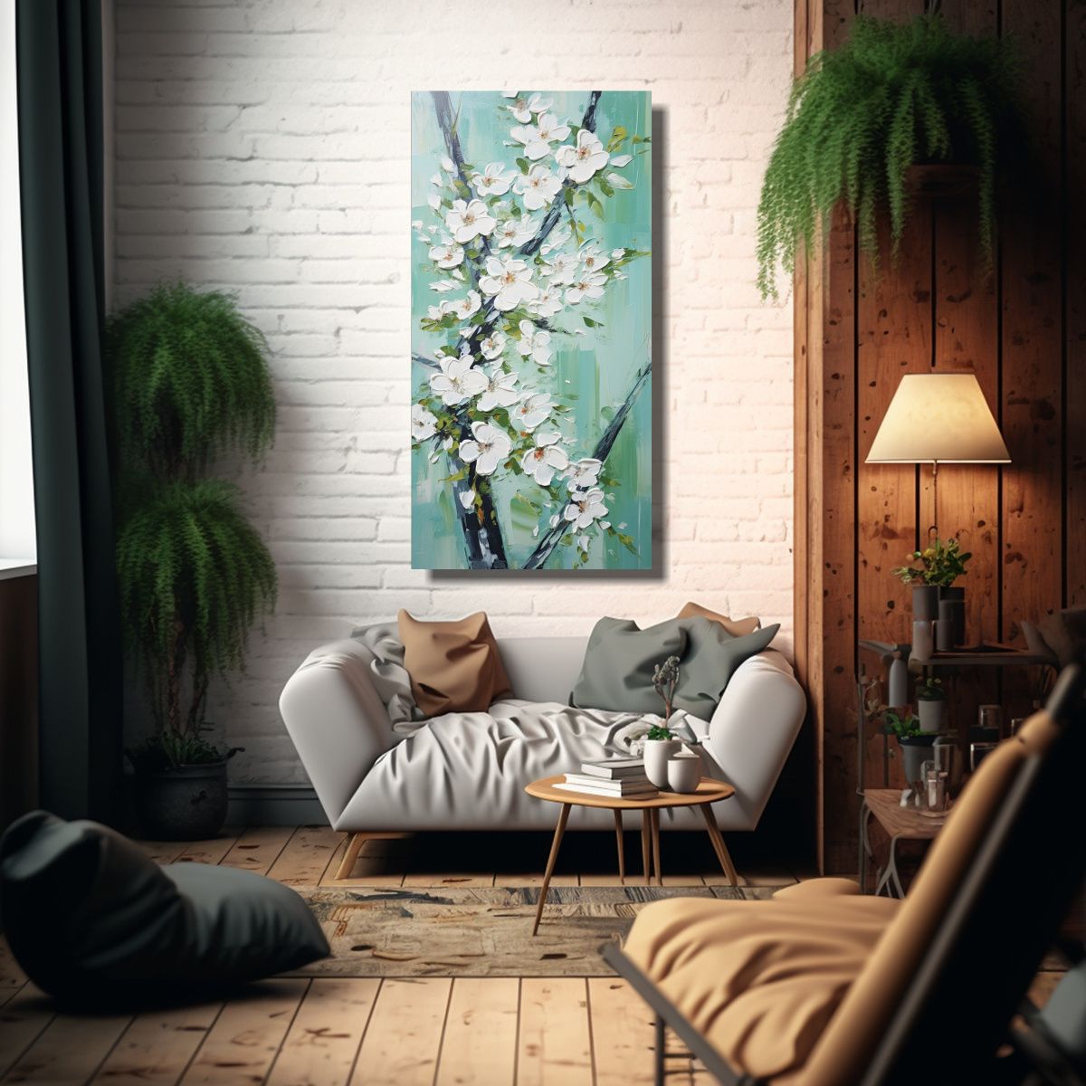 GENERICO - Cuadro Vertical Original Pintura En Lienzo De 60x120 Cm