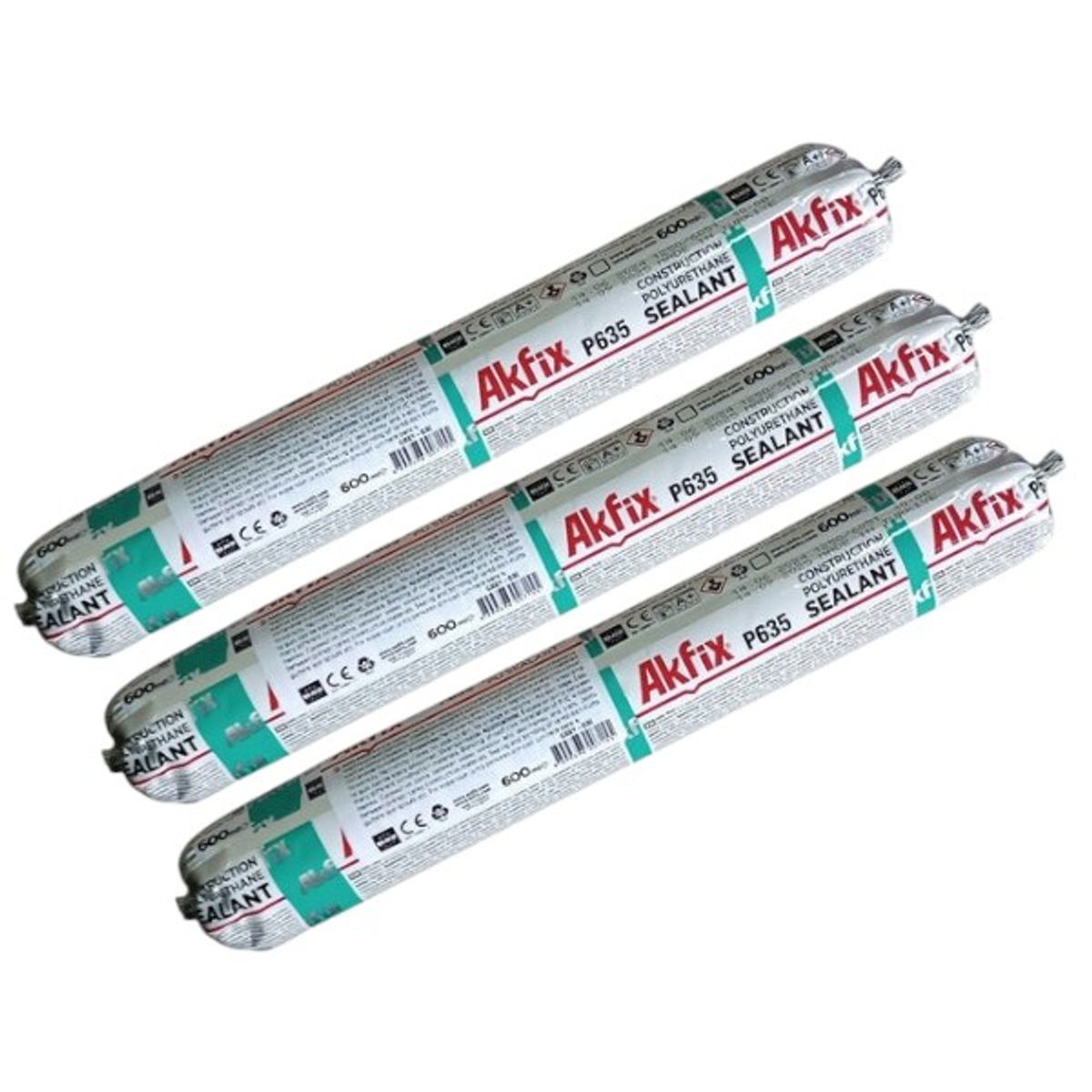 AKFIX - Pack x3 Silicona Pate Estructural Sello Poliuretano P635 600ml Akfix GRIS