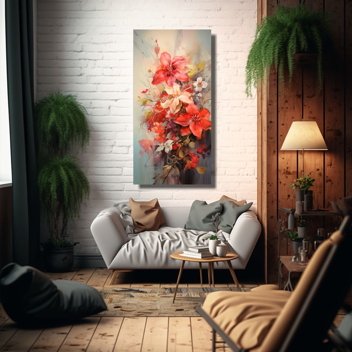 GENERICO - Lienzo De Tela Inspiración Flores Abstractas 70x140 Cm