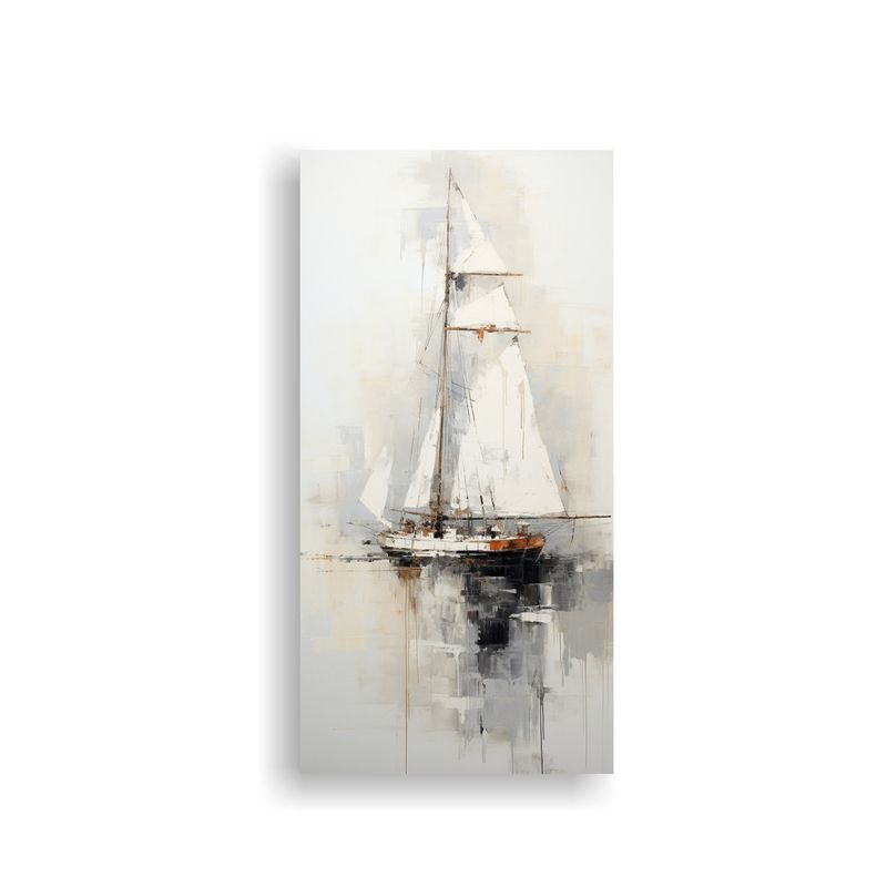 GENERICO - Pintura Abstracta De Barco En Blanco Y Negro 60x120 Cm