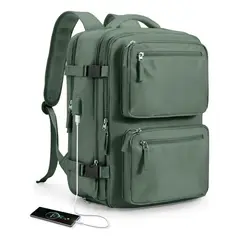 EVERSO - Mochila De Viaje Avión Cabina Expandible Impermeable Usb 40L Verde