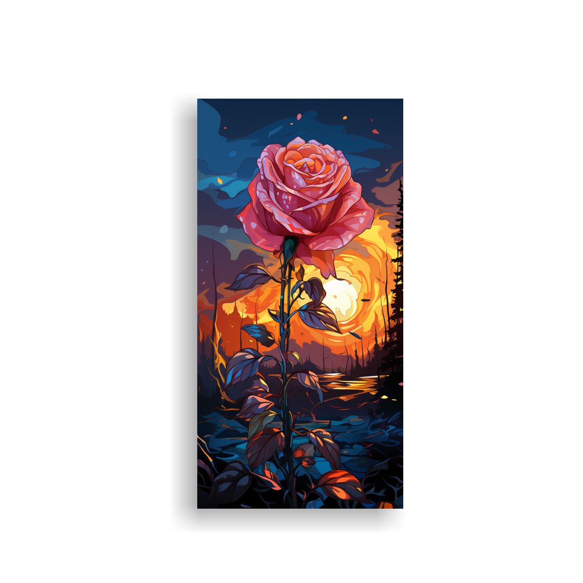 GENERICO - Pintura Decorativa En Bastidor Con Rosa Linda Pop 40x80 Cm