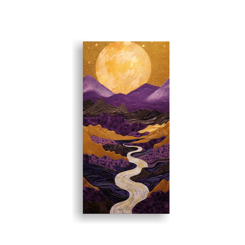 GENERICO - Cuadro Alta Calidad Paisaje Con Luna Y Montañas 20x40 Cm
