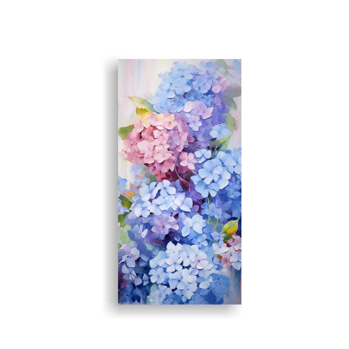 GENERICO - Pintura Abstracta De Hortensias En Aceite 30x60 Cm