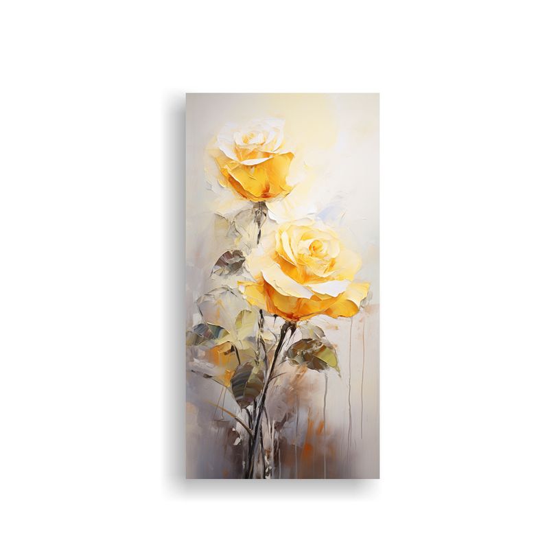 GENERICO - Cuadro Vertical Con Rosas Amarillas Estilo 80x160 Cm
