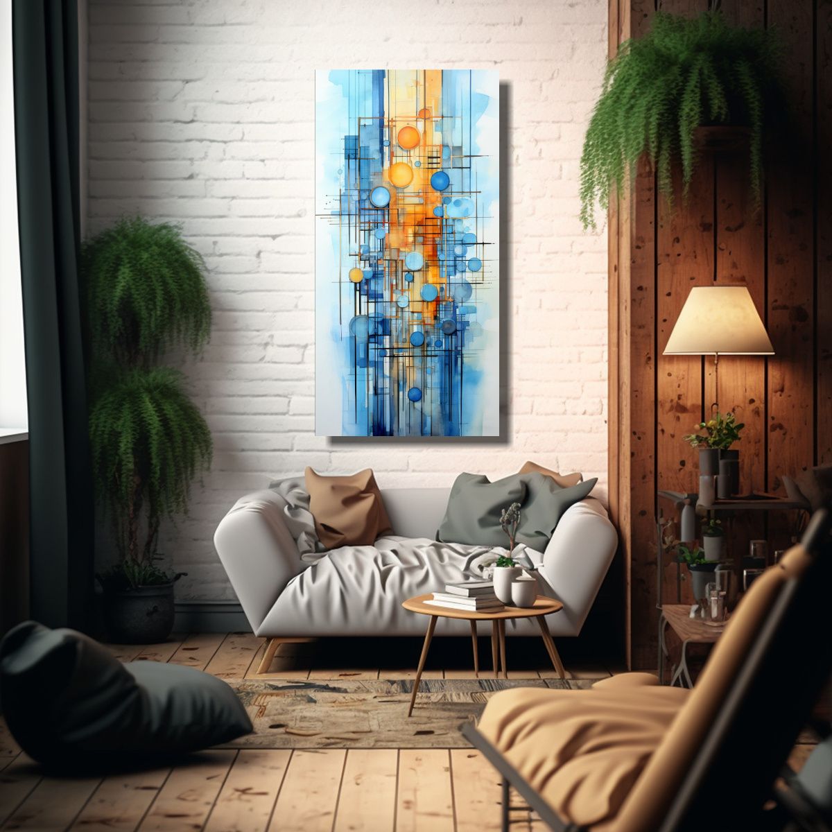 GENERICO - Pintura Abstracta De Escena Urbana En Lienzo 70x140 Cm