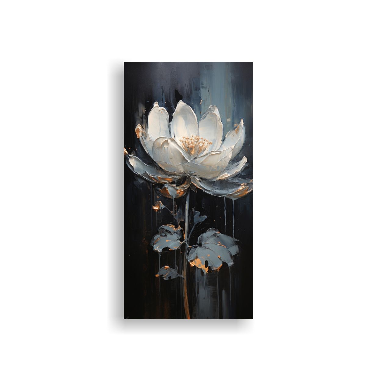 GENERICO - Cuadro De Lienzo Minimalista Flor De Loto Negra 20x40 Cm