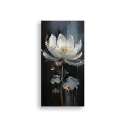 GENERICO - Cuadro De Lienzo Minimalista Flor De Loto Negra 20x40 Cm