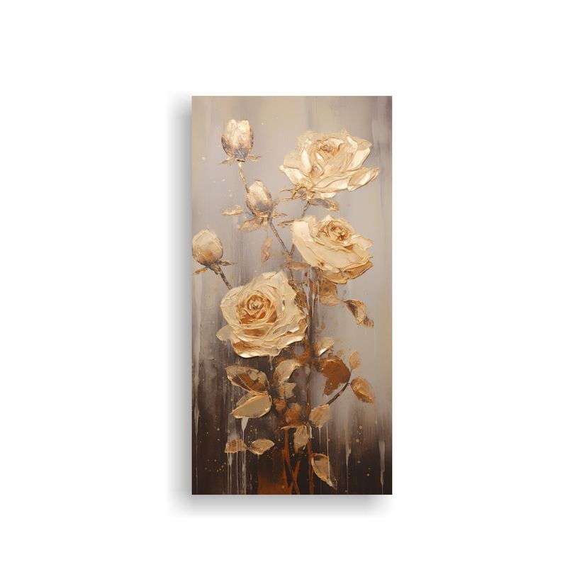 GENERICO - Pintura En Lienzo De Rosas Doradas En El Estilo 40x80 Cm