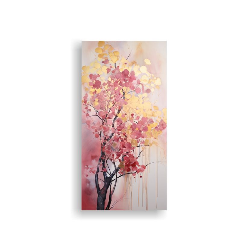 GENERICO - Pintura Abstracta De Colores Oro Y Rosa En 60x120 Cm