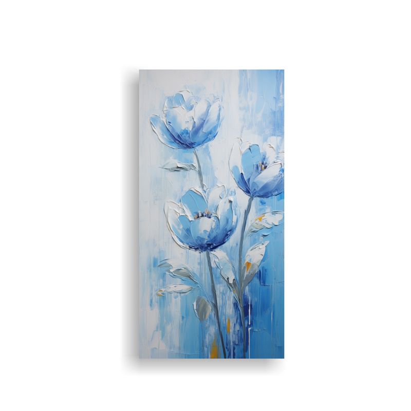 GENERICO - Cuadro Tonos Simple De Tulipanes Azules En 30x60 Cm