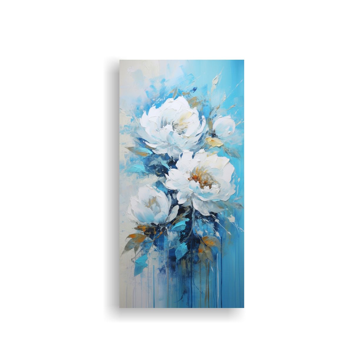GENERICO - Cuadro De Peonías Turquesas En Lienzo Estilo 80x160 Cm