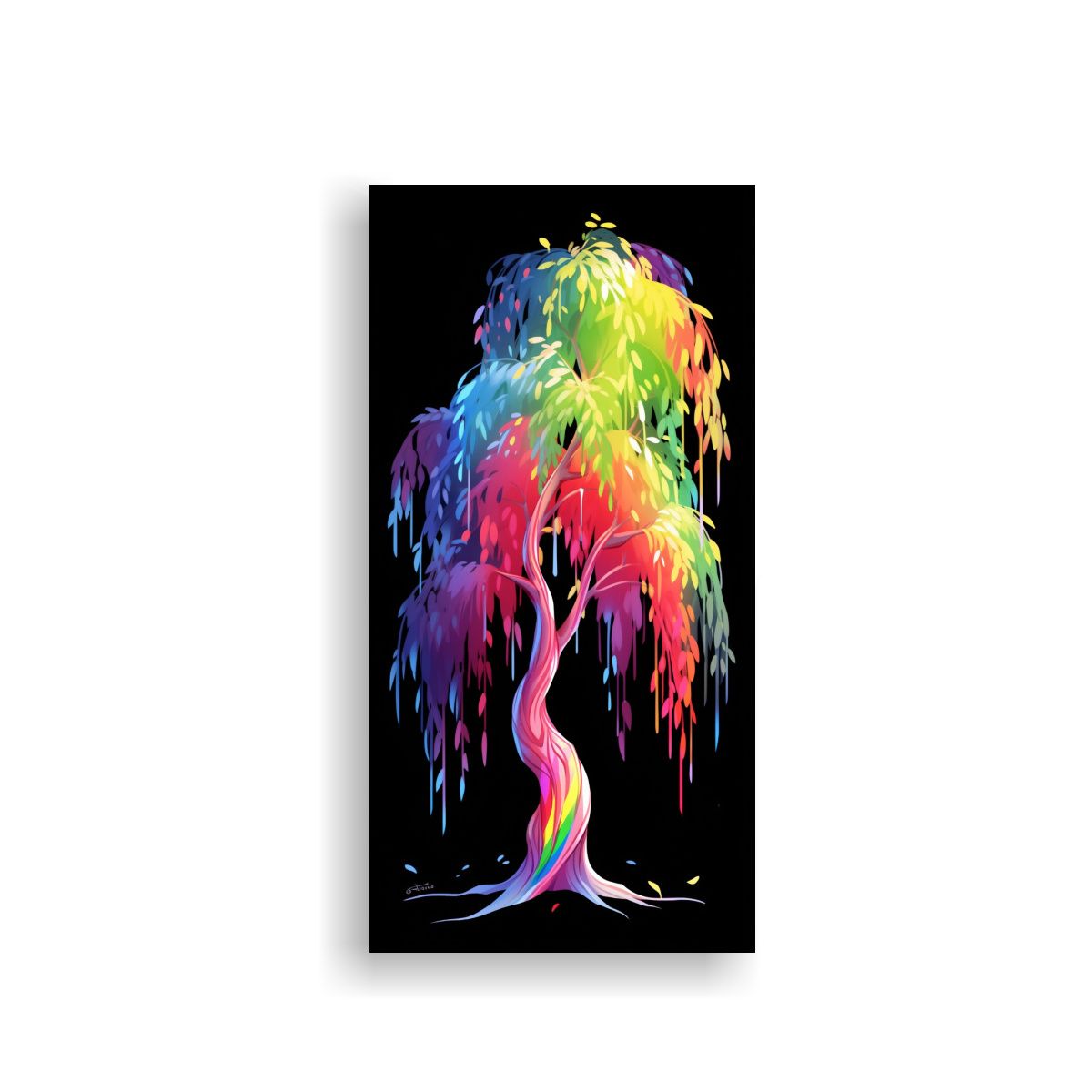 GENERICO - Cuadro Tonos Comedor Árbol De Sauce Arcoíris 40x80 Cm