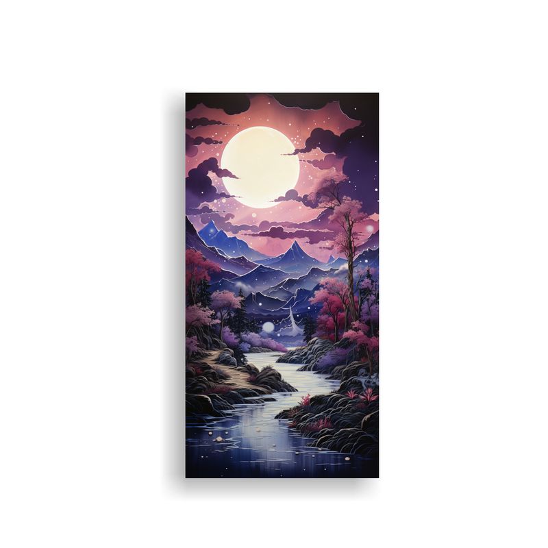 GENERICO - Paisaje Nocturno Con Luna Y Montañas 40x80 Cm