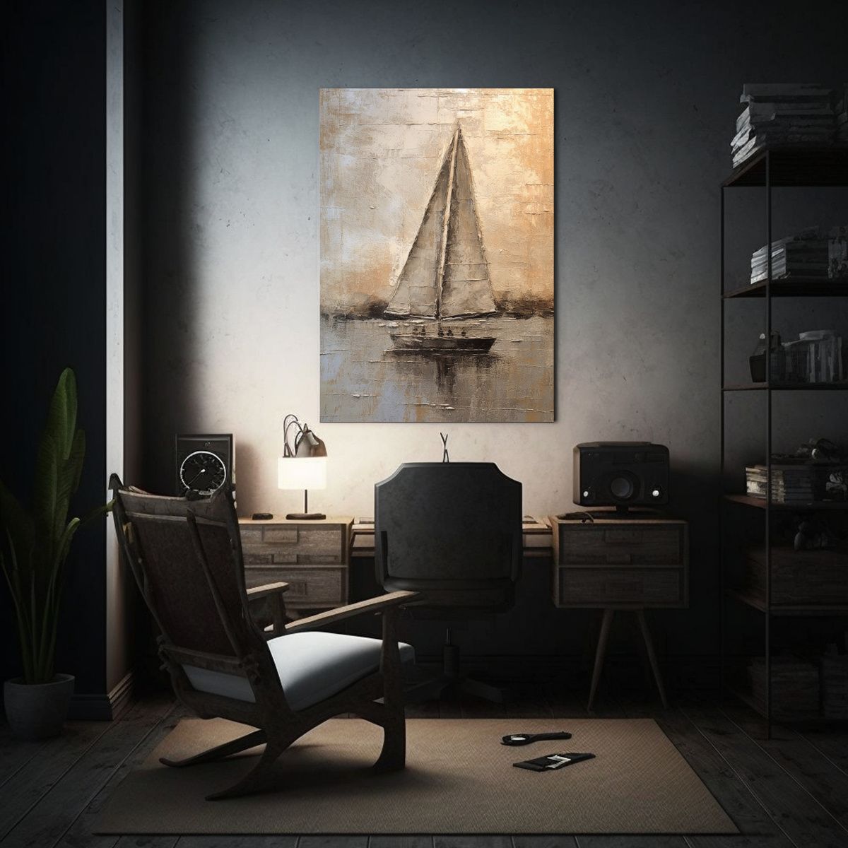 GENERICO - Cuadro De Decoración Movimiento Escena Velero 80x120 Cm