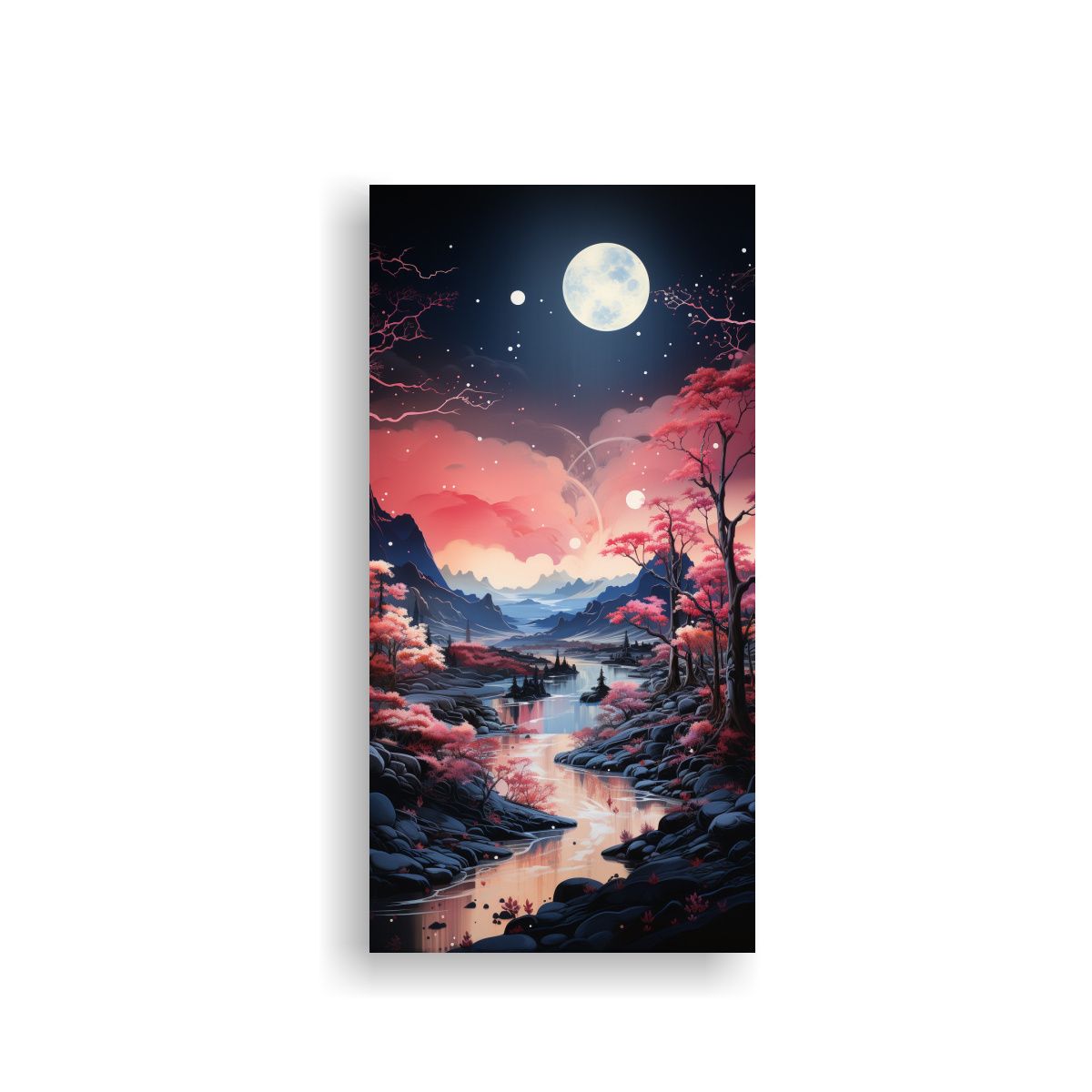 GENERICO - Pintura Luna Montañas Canva Hermoso Calma Arte 80x160 Cm