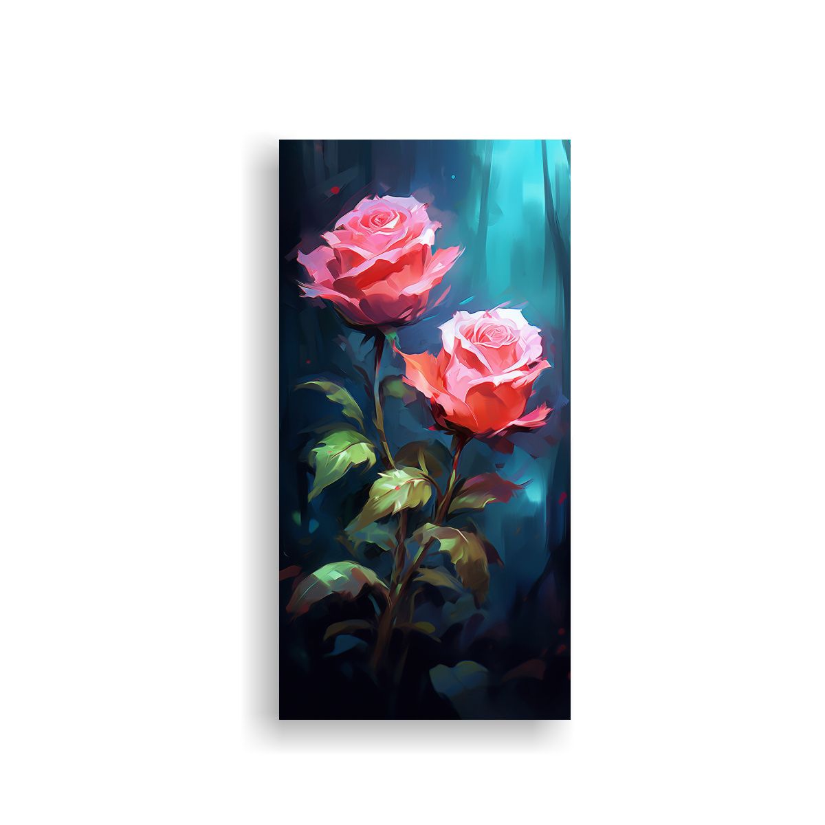 GENERICO - Cuadro De Tela Con Dibujo De Dos Rosas Rosadas 60x120 Cm