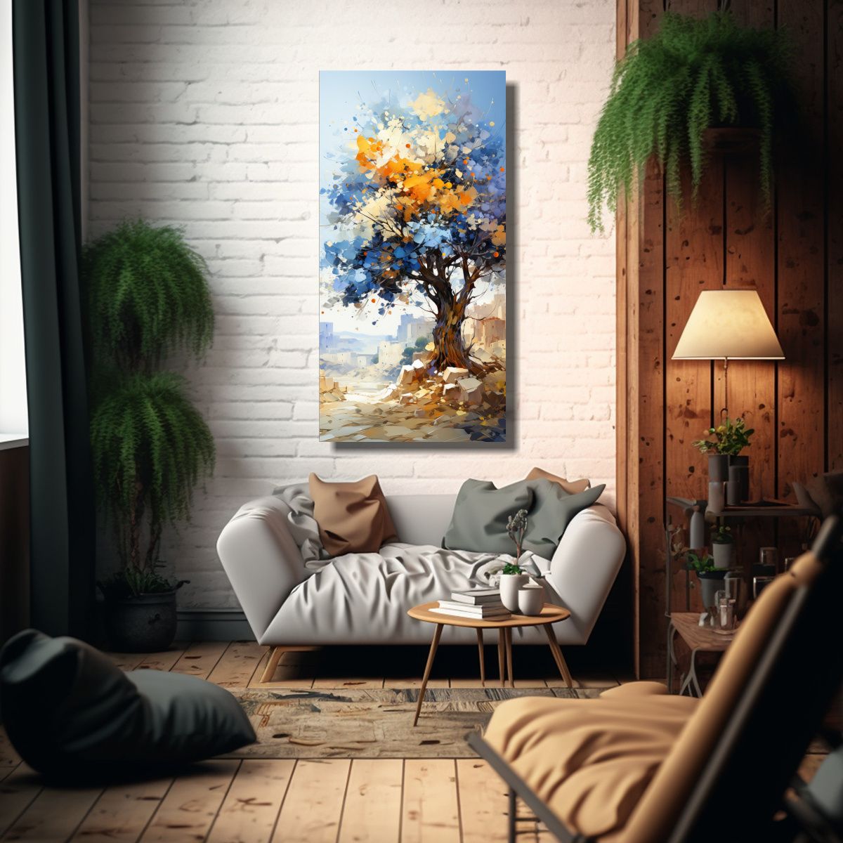 GENERICO - Cuadro Abstracto De Pared Acuarela Mágico Árbol 20x40 Cm