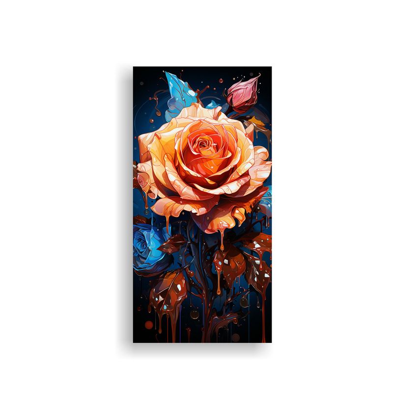 GENERICO - Pintura Decorativa Rosas De Colores Con Goteo En 50x100 Cm