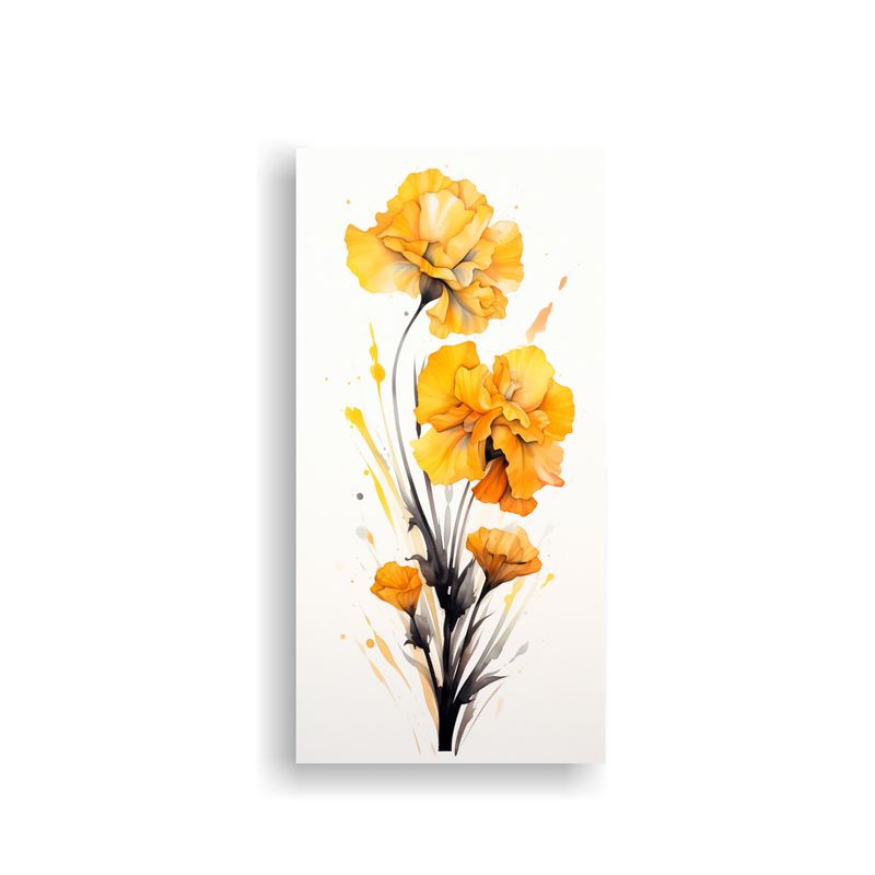 GENERICO - Pinturas Abstractas De Flores Amarillas Y Negras 30x60 Cm