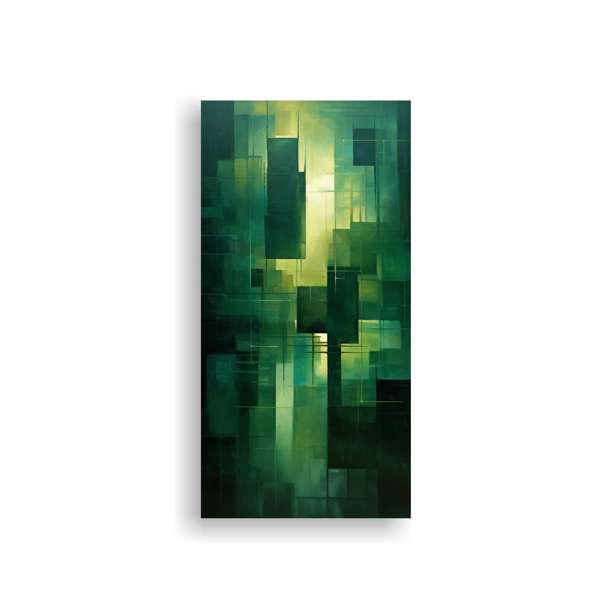 GENERICO - Cuadro Abstracto Poderoso En Verde Arte Decorativo 80x160 Cm