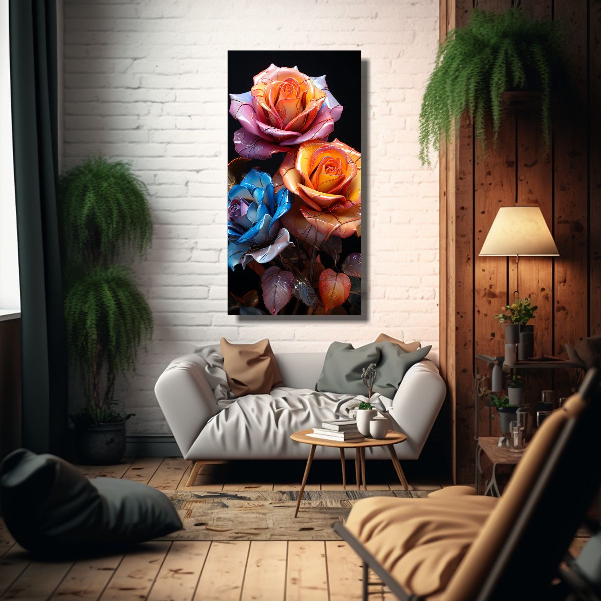 GENERICO - Pinturas Decorativas De Rosas Híbridas En Estilo 50x100 Cm