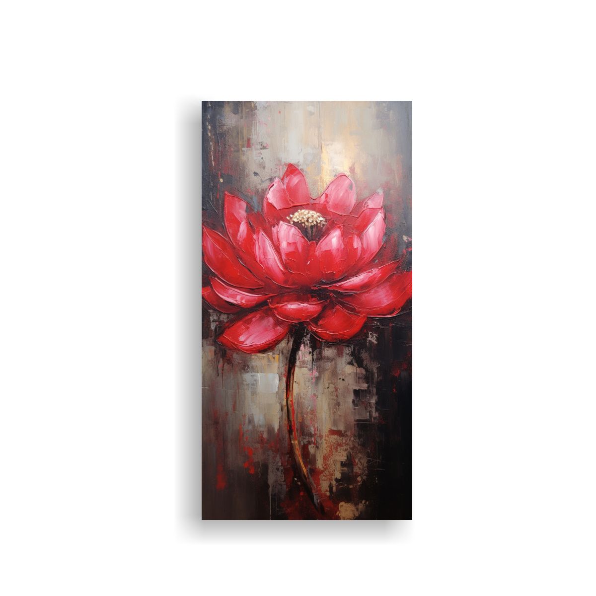 GENERICO - Cuadro Lienzo Movimiento Vision De Loto Rojo En 70x140 Cm