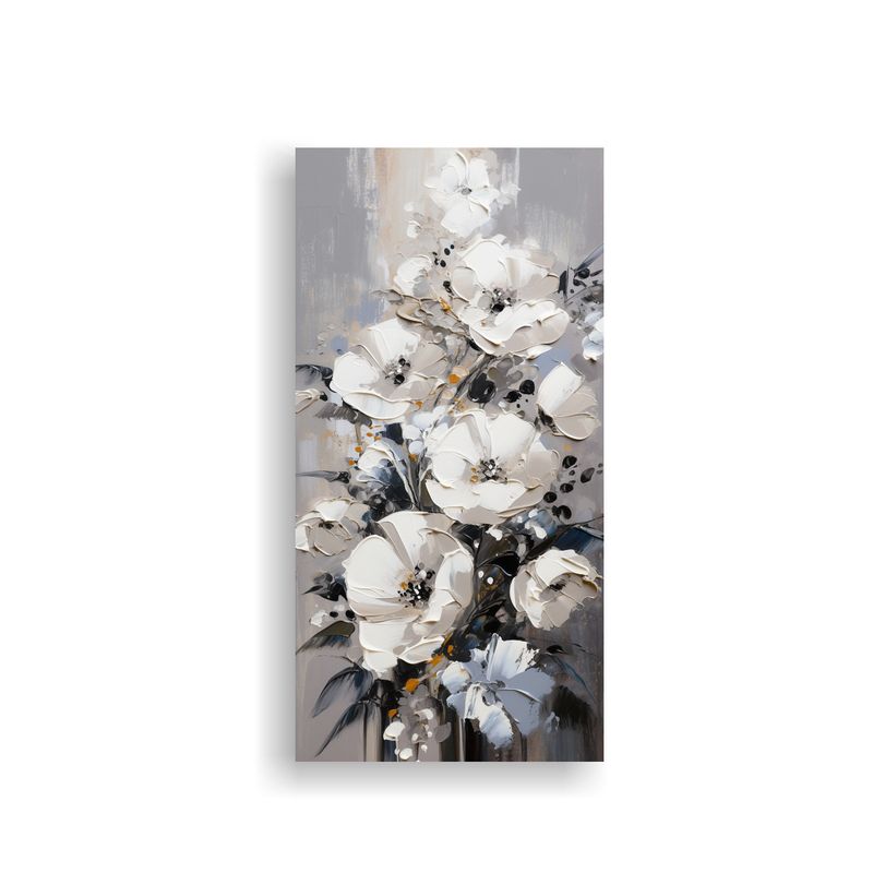 GENERICO - Pintura Impresa De Flores Plateadas En Estilo 60x120 Cm