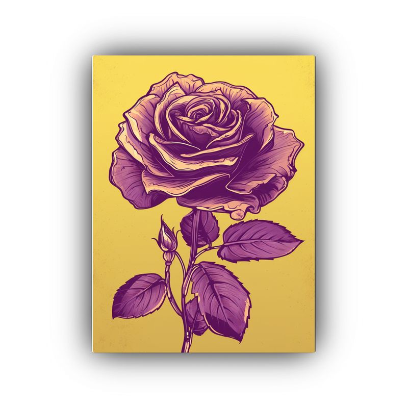 GENERICO - Cuadro Vintage Boceto Hermosa Rosa Morada 80x120 Cm
