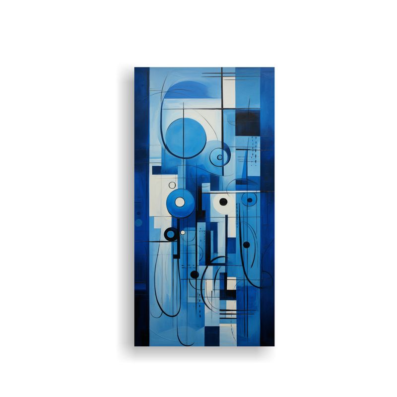 GENERICO - Cuadro Composición Alegre En Tonos Azules 20x40 Cm
