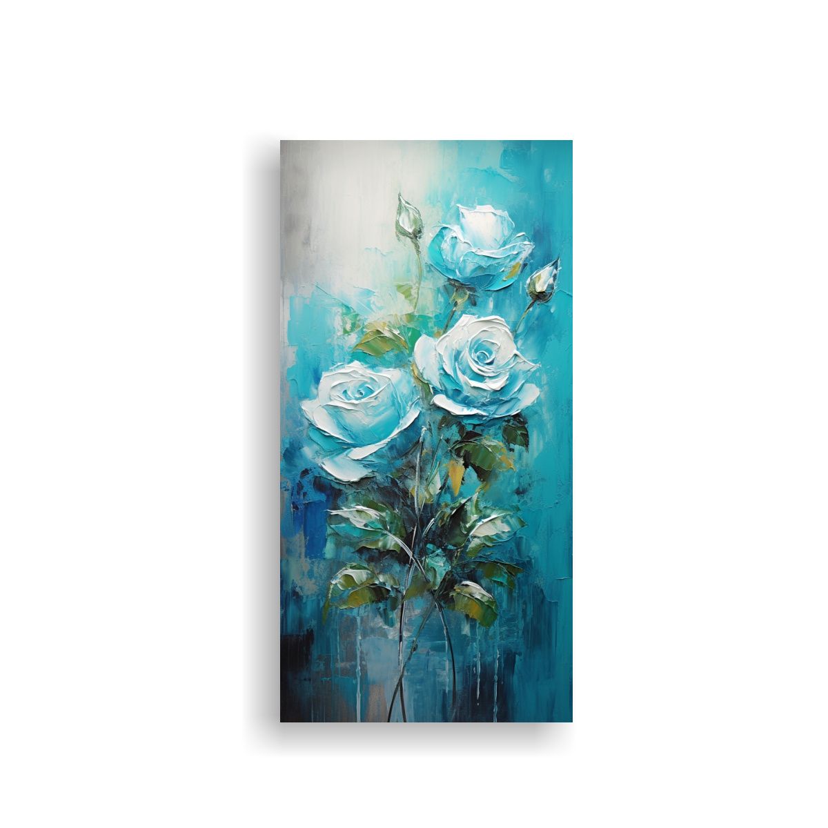 GENERICO - Pintura En Lienzo De Rosas Turquesa En Estilo 30x60 Cm