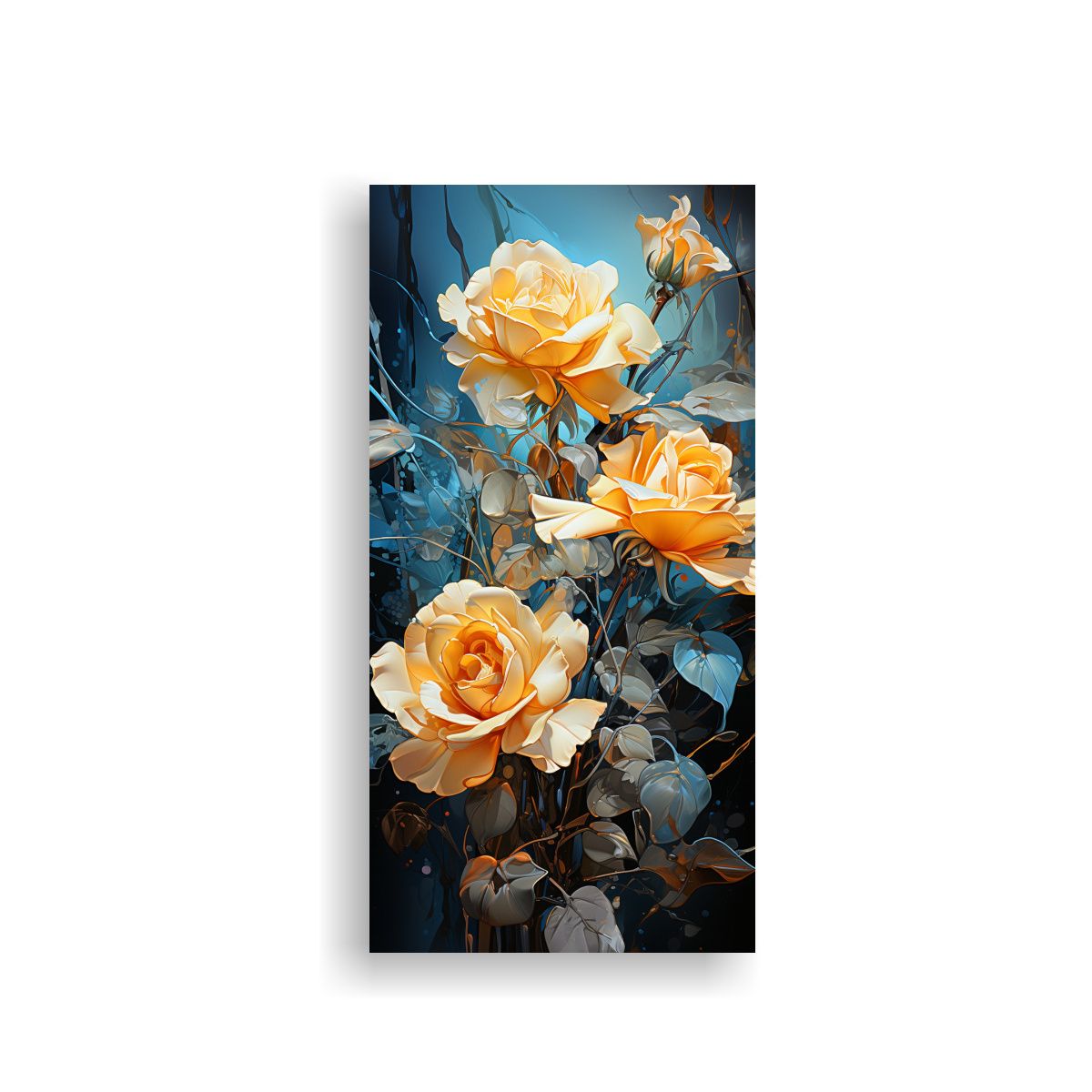 GENERICO - Pintura Abstracta En Colores Amarillo Y Turquesa 70x140 Cm