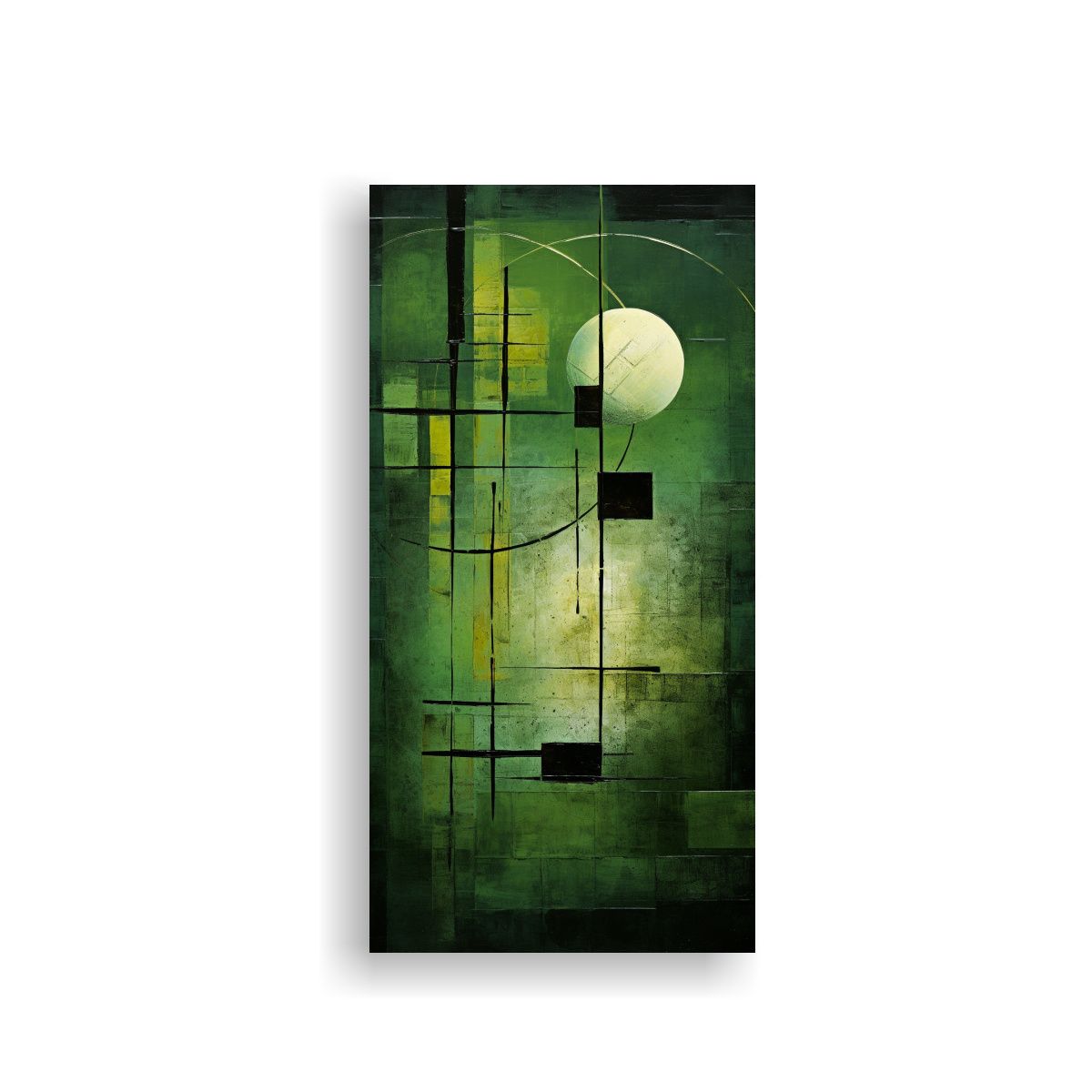 GENERICO - Cuadro Abstracto Verde Moderno Alegre 30x60 Cm