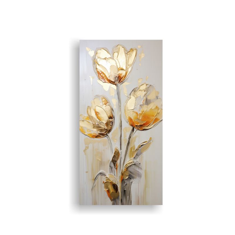 GENERICO - Cuadro Vanguardia Escenario Dorado Con Tulipanes 30x60 Cm