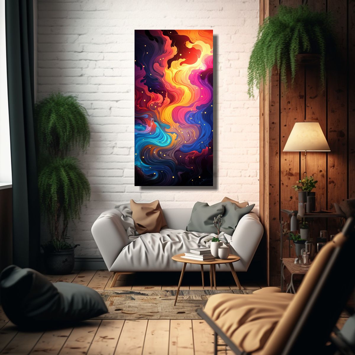 GENERICO - Cuadro Imagen Enigmático Marbling Plano Lienzo 50x100 Cm