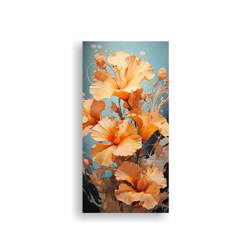 GENERICO - Pintura Abstracta Con Flores De Hibisco En 70x140 Cm
