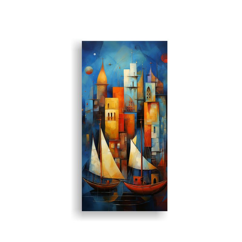 GENERICO - Cuadros Abstractos De Barcos Arte De Pared 20x40 Cm