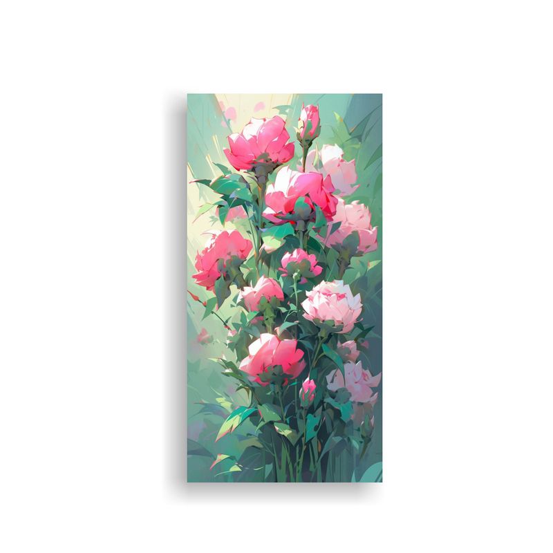 GENERICO - Pintura De Flores En Lienzo En Colores Verde Y 70x140 Cm
