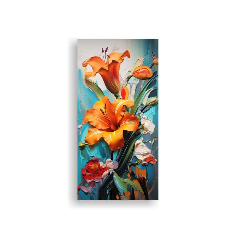GENERICO - Pintura Abstracta De Flores Detalladas En óleo 40x80 Cm