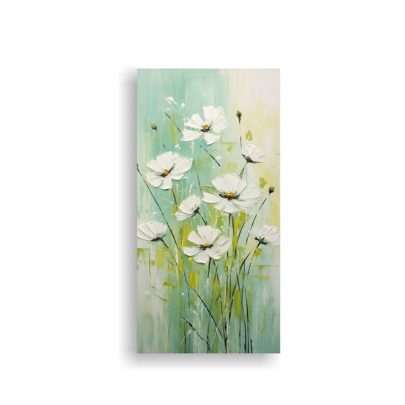 GENERICO - Cuadro Dibujo Colores Vibrantes Flores Verdes 30x60 Cm