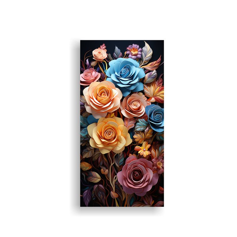 GENERICO - Cuadro Decorativo Rectangular Con Tema De Rosas 30x60 Cm
