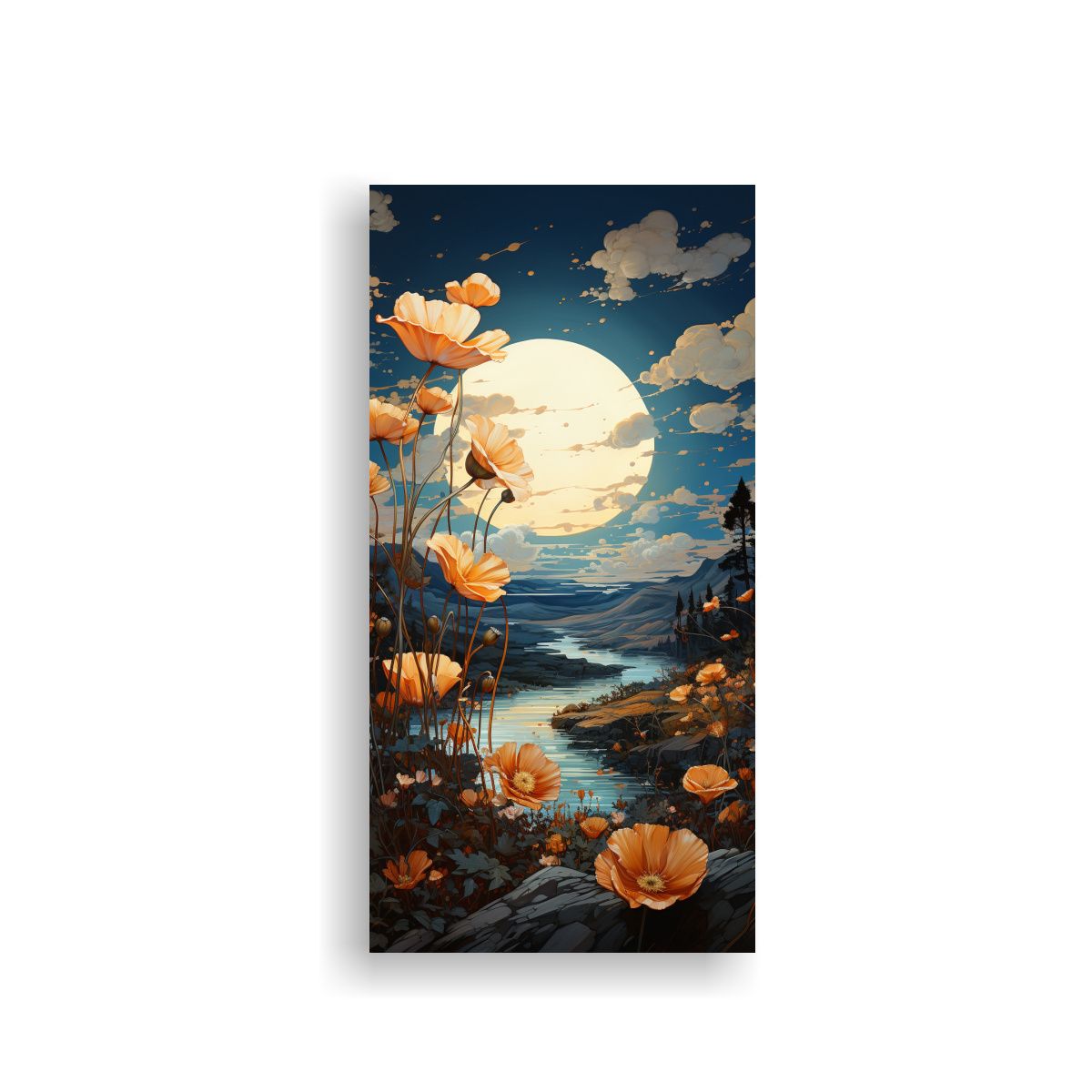 GENERICO - 1 Cuadro Decorativo Tela Sublimada Flores 50x100 Cm