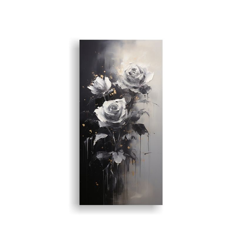 GENERICO - Pintura En Lienzo Estilo Roses Negras En Arte 80x160 Cm