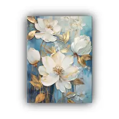 GENERICO - Pintura Al óleo De Flores Azules Blancas Y 80x120 Cm